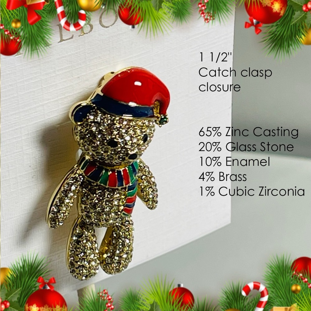 Talbots Rhinestone Teddy Bear Brooch NEW - Picture 2 of 10